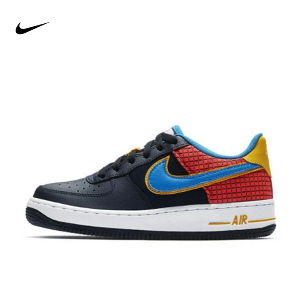 RARE- - New Sz 7.5 - Nike Air Force 1 Low GS Obsidian Super hereo Womens